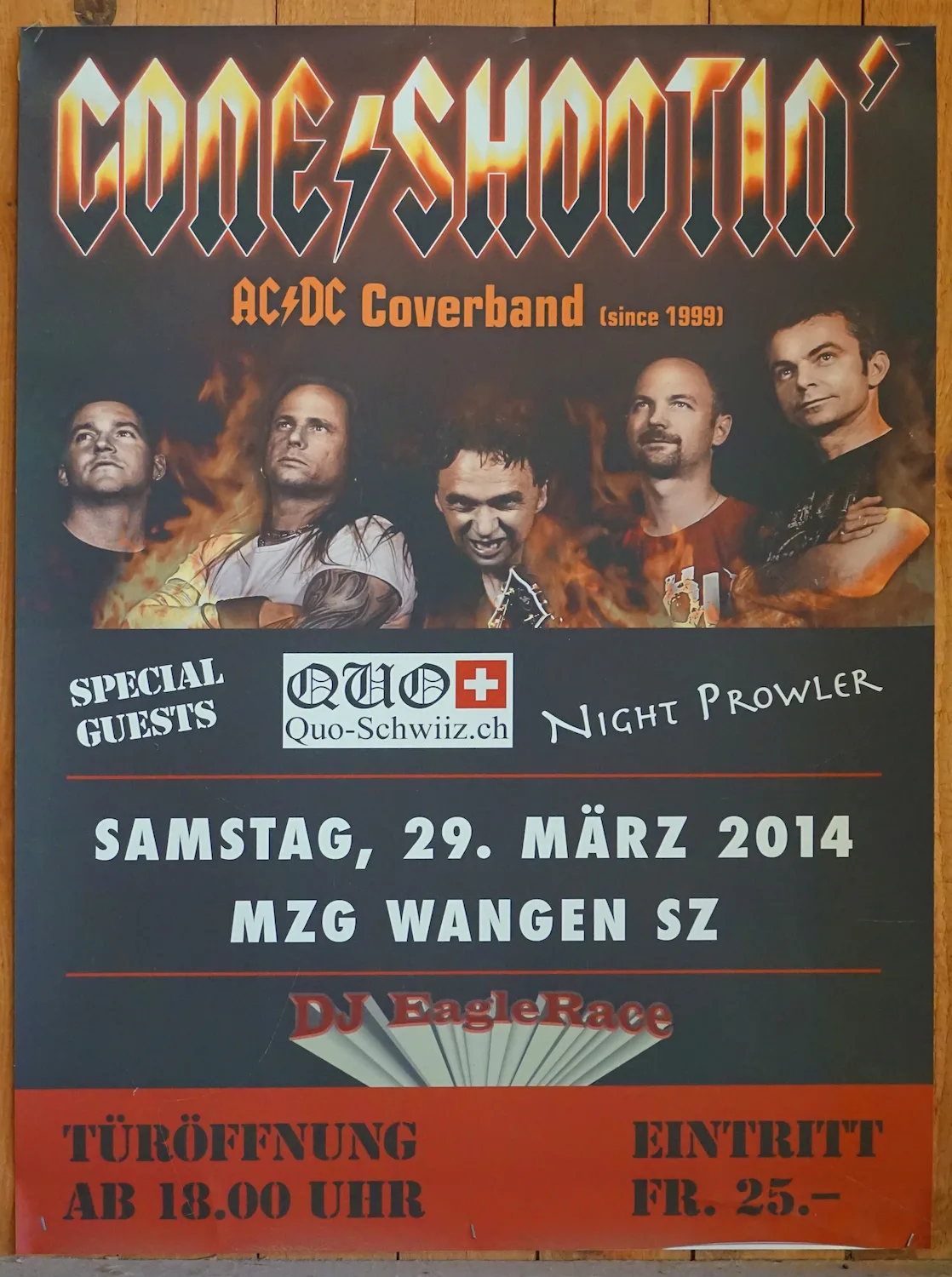 Plakat Rockkonzert Wangen 2014 mit Gone Shootin’
